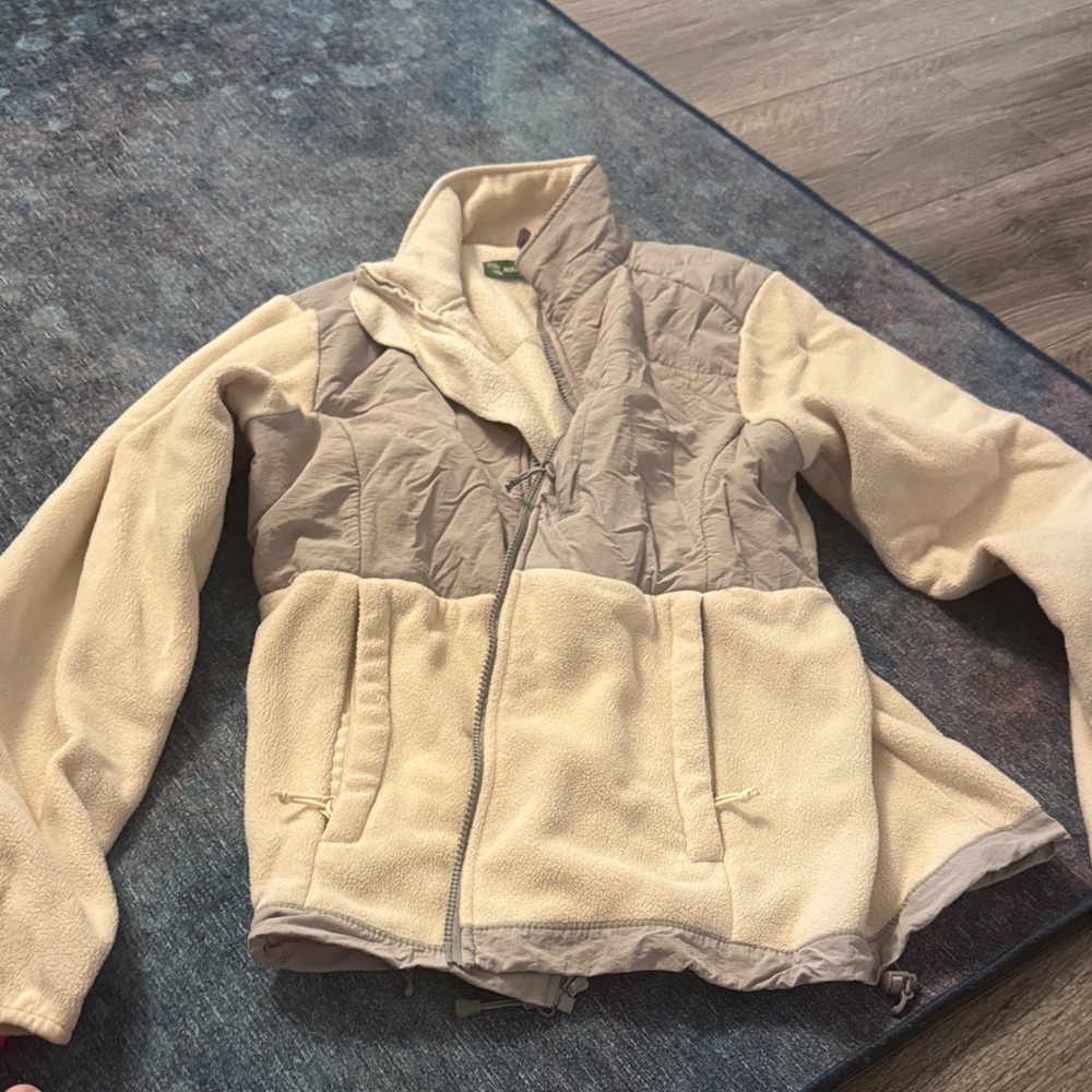 Beige Cream Two-Tone Fleece Jacket